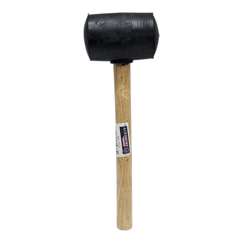 Rubber mallet with wooden handle on a white background