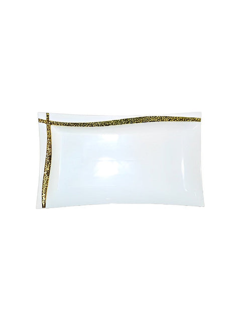 Rectangular Serving Plate with Gold Edge