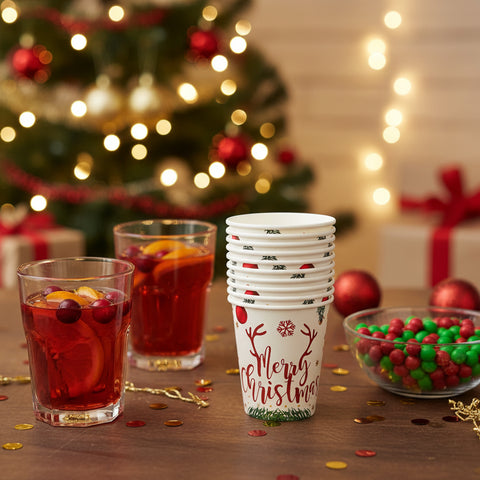 Merry Christmas Paper Cups 10pcs