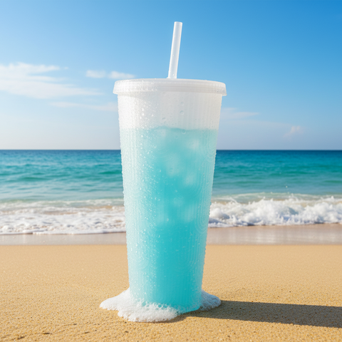 Plastic Reusable Cups with Lids and Straws