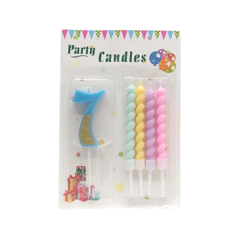 Party Blue Number Birthday Candles 5pcs