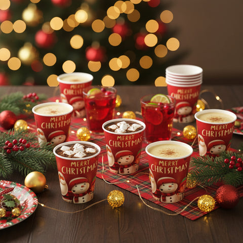 Merry Christmas Paper Cups 10pcs