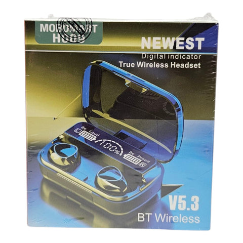 Box of a True Wireless Headset with digital indicator on a white background