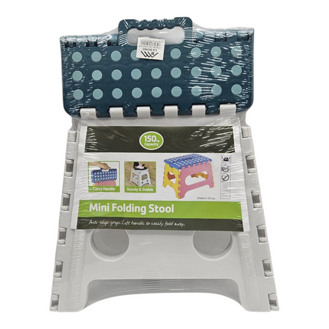 Mini folding stool with packaging on a white background