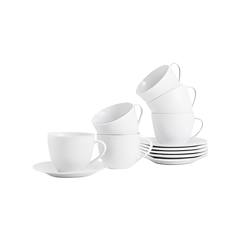 White Cup & Saucer 6 piece Gift Box Set