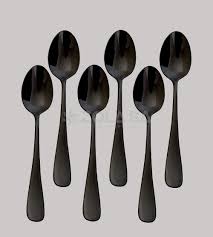 Black Stainless Steel  Table Spoon 6 PCS Square