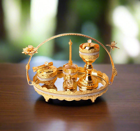 Gold Metal Incense Burner Set 5pcs