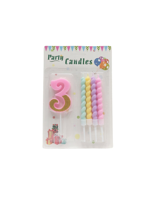 Party Pink Number Birthday Candles 5pcs
