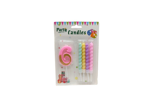 Party Pink Number Birthday Candles 5pcs