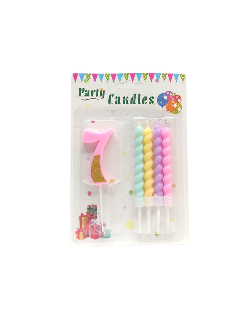 Party Pink Number Birthday Candles 5pcs