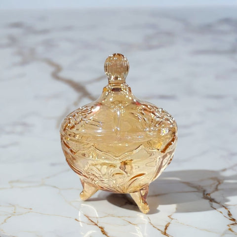 Elegant Amber Crystal Candy Pot & Lid  16*13.5cm