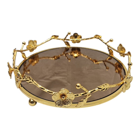 Gold Mirror Tray Candle Plate Gift 25cm
