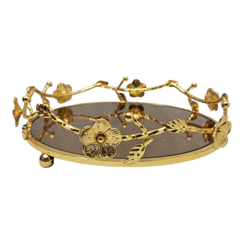 Gold Mirror Tray Candle Plate Gift 25cm