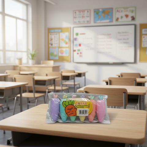 Set of 6 Mini Carrot-Shaped Highlighters in Pastel Shades