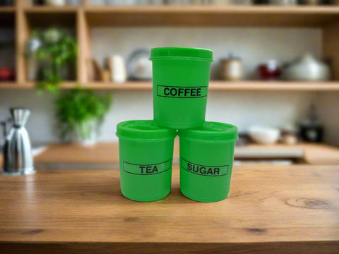 Olive Tea/Coffee/Sugar Container 3pcs Set
