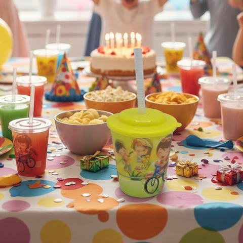 Plastic Cup and Straw 250ml