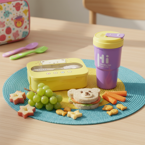 Plastic Kids Lunch Box With Water Bottle  1200ml & 500ml