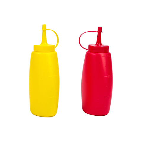 Plastic Sauce Bottle 2Pc - Red and Yellow