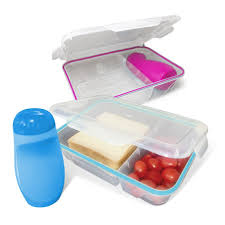 Lunch Box 1.9Liter 2 Division with Bottle-Clear+Purple Bottle